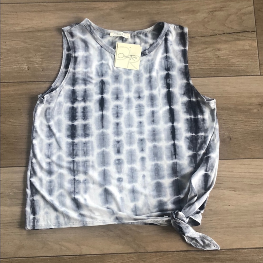 Olivia Rae Tie Dye Tie Waist Tank Top Cropped Medium